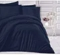 Pościel Satynowa granatowe paski 140x200 + 70x80  Cizgili  Navy Blue Luxury